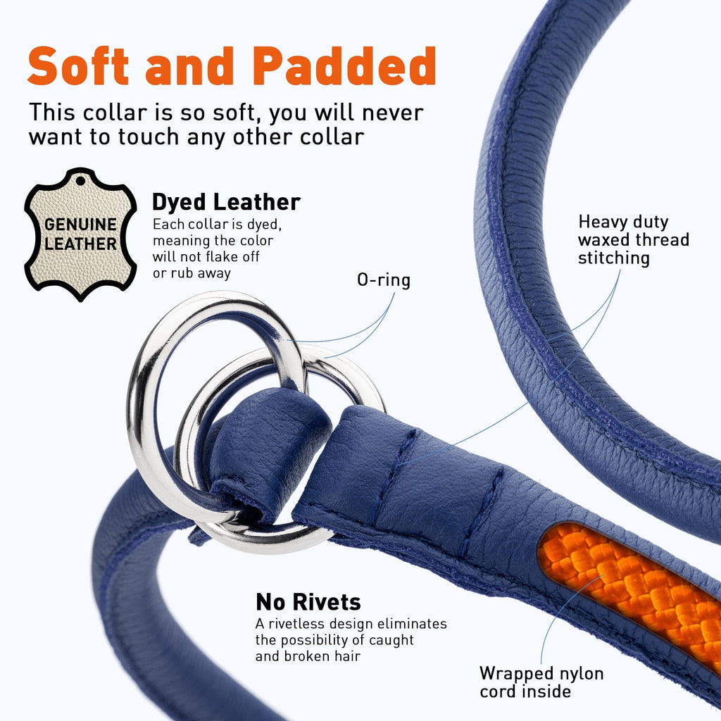 Soft Leather Round Slip Collar by Dogline