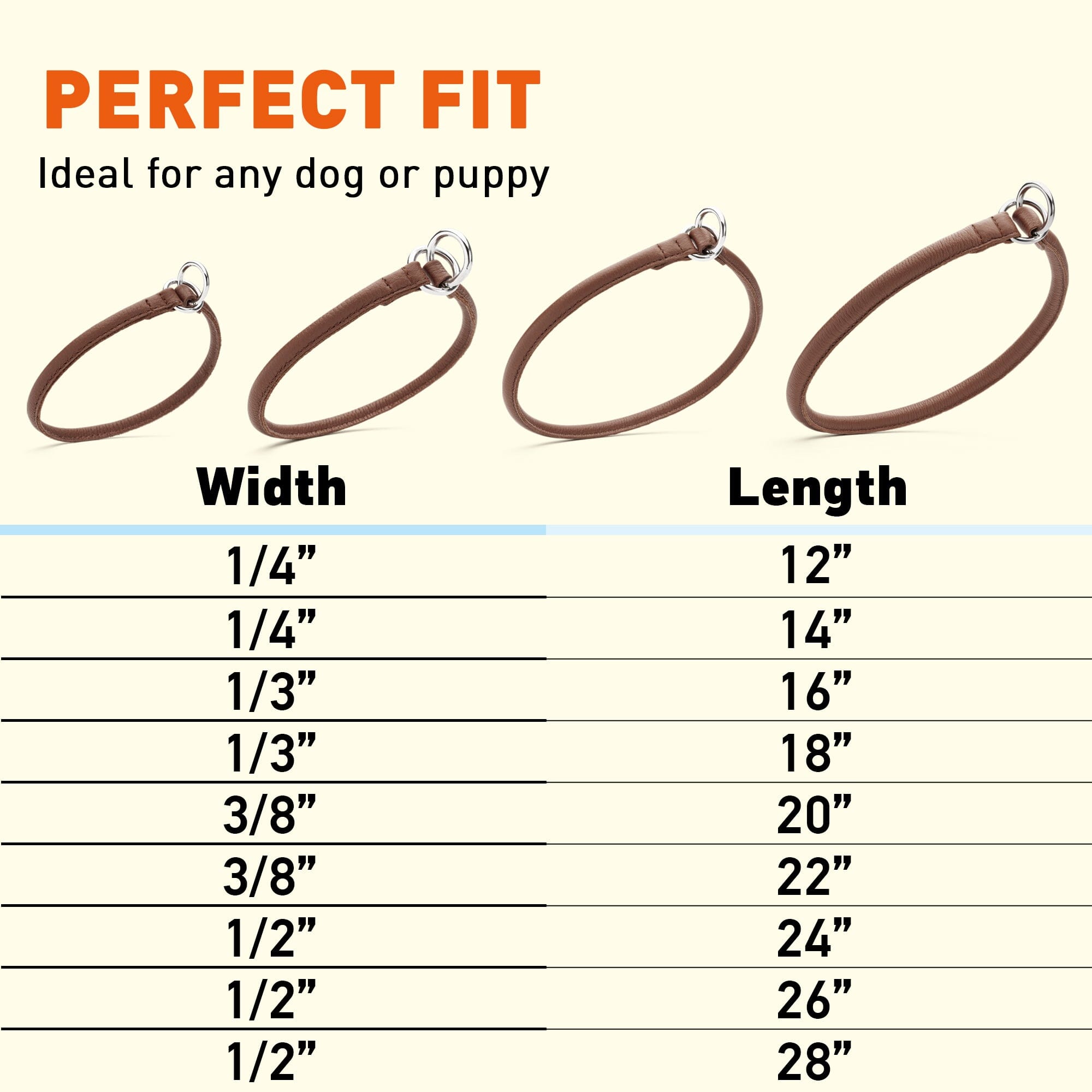Soft Leather Round Slip Collar by Dogline