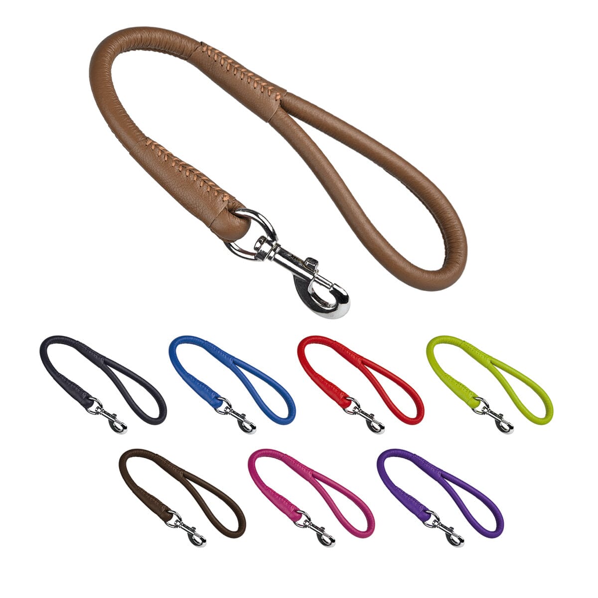 Soft Leather Round Traffic Lead by Dogline