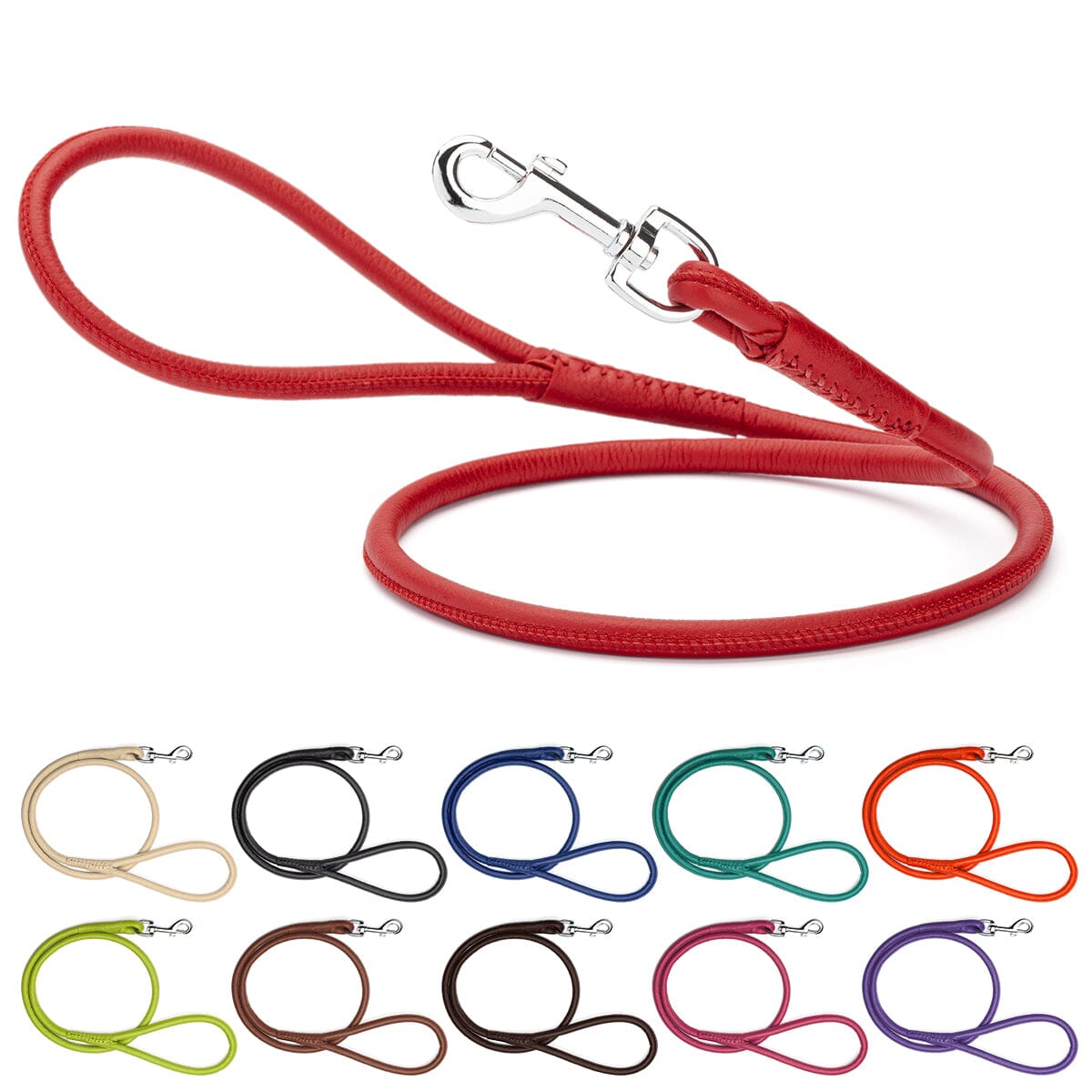 Soft Leather Round Dog Lead by Dogline