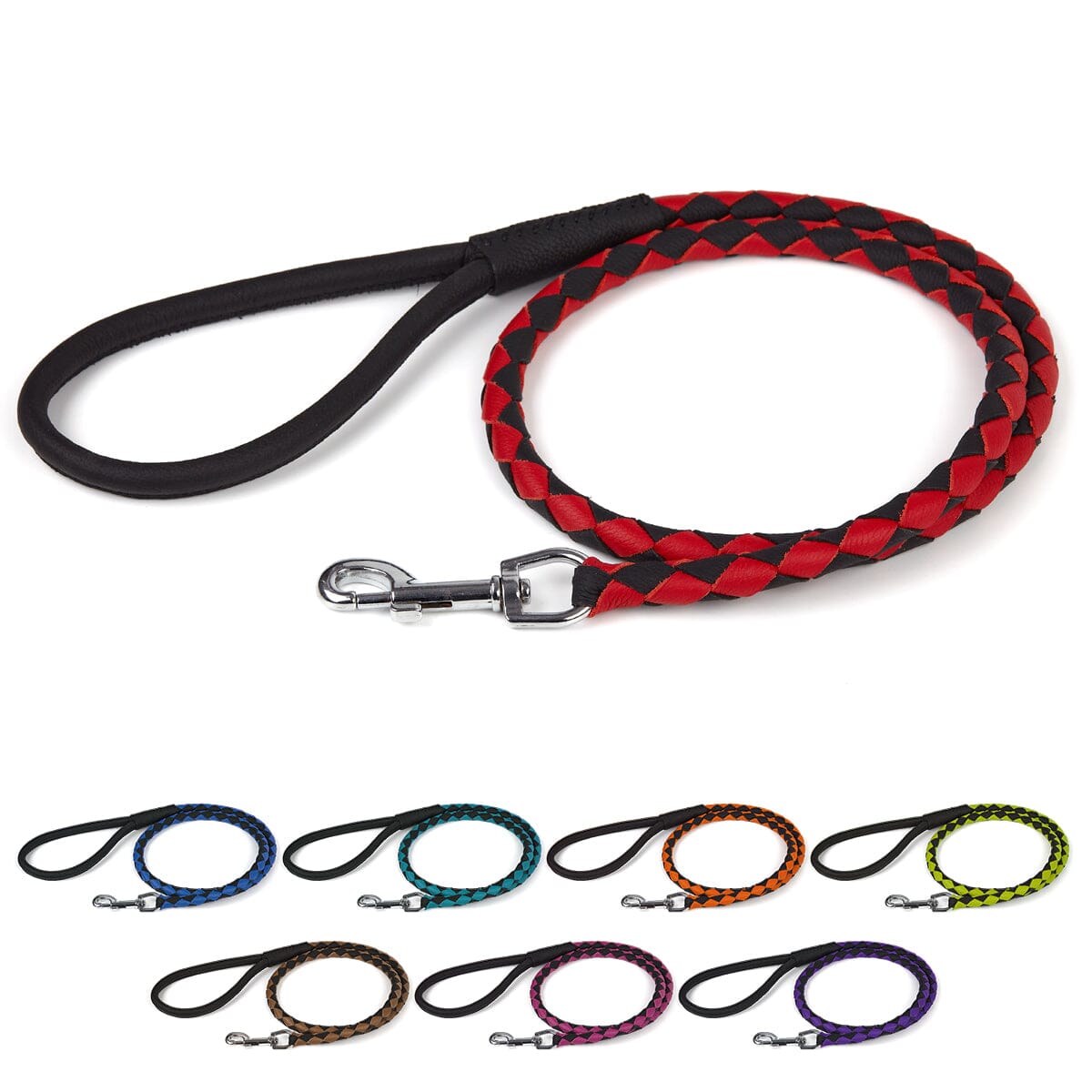 Soft Leather Dual-Color Braided Round Lead by Dogline