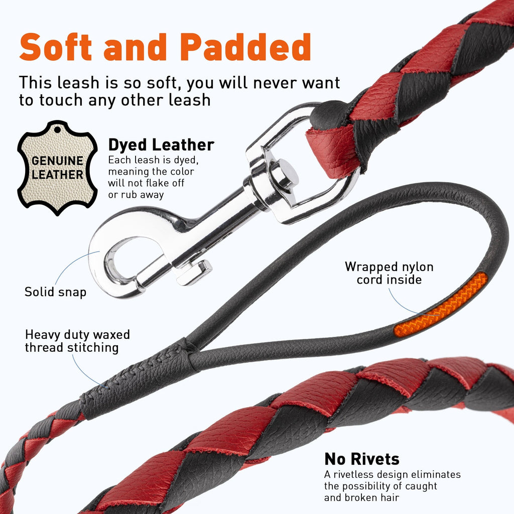 Soft Leather Dual-Color Braided Round Lead by Dogline