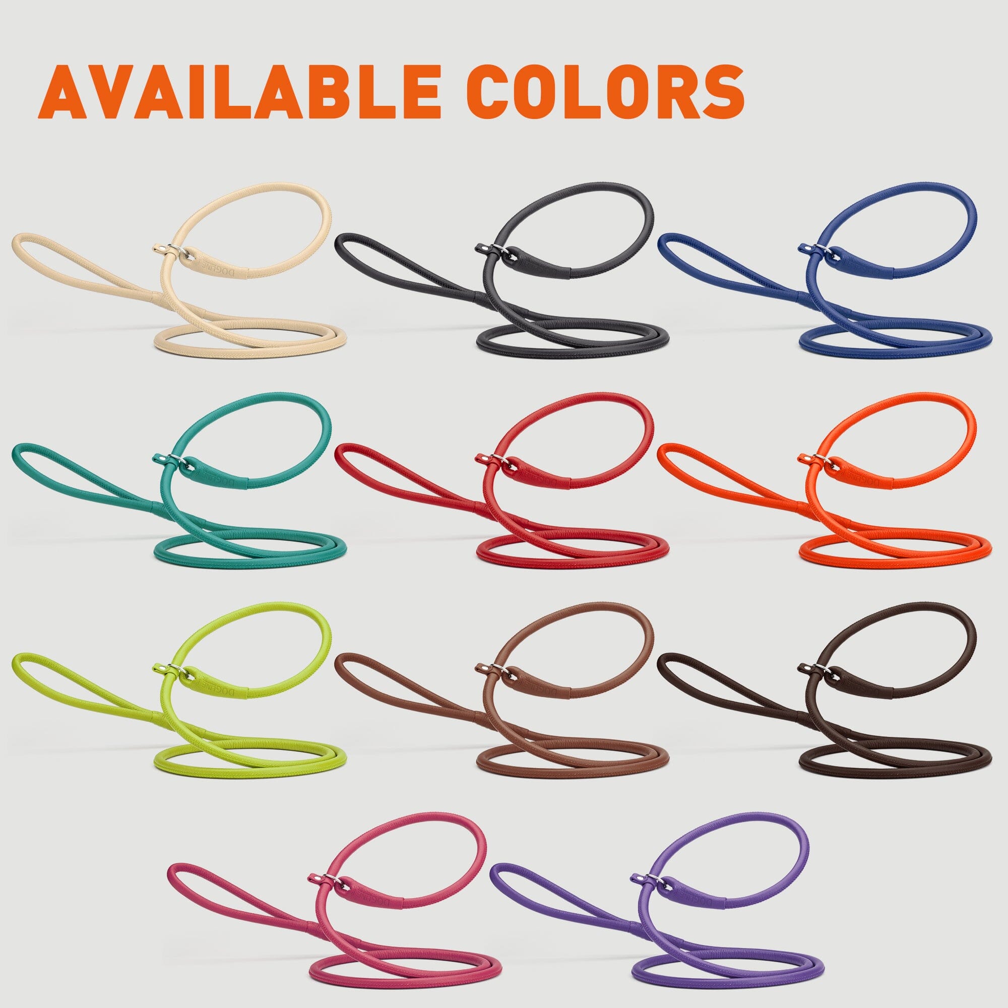 Soft Leather Round Slip Lead for Dogs by Dogline