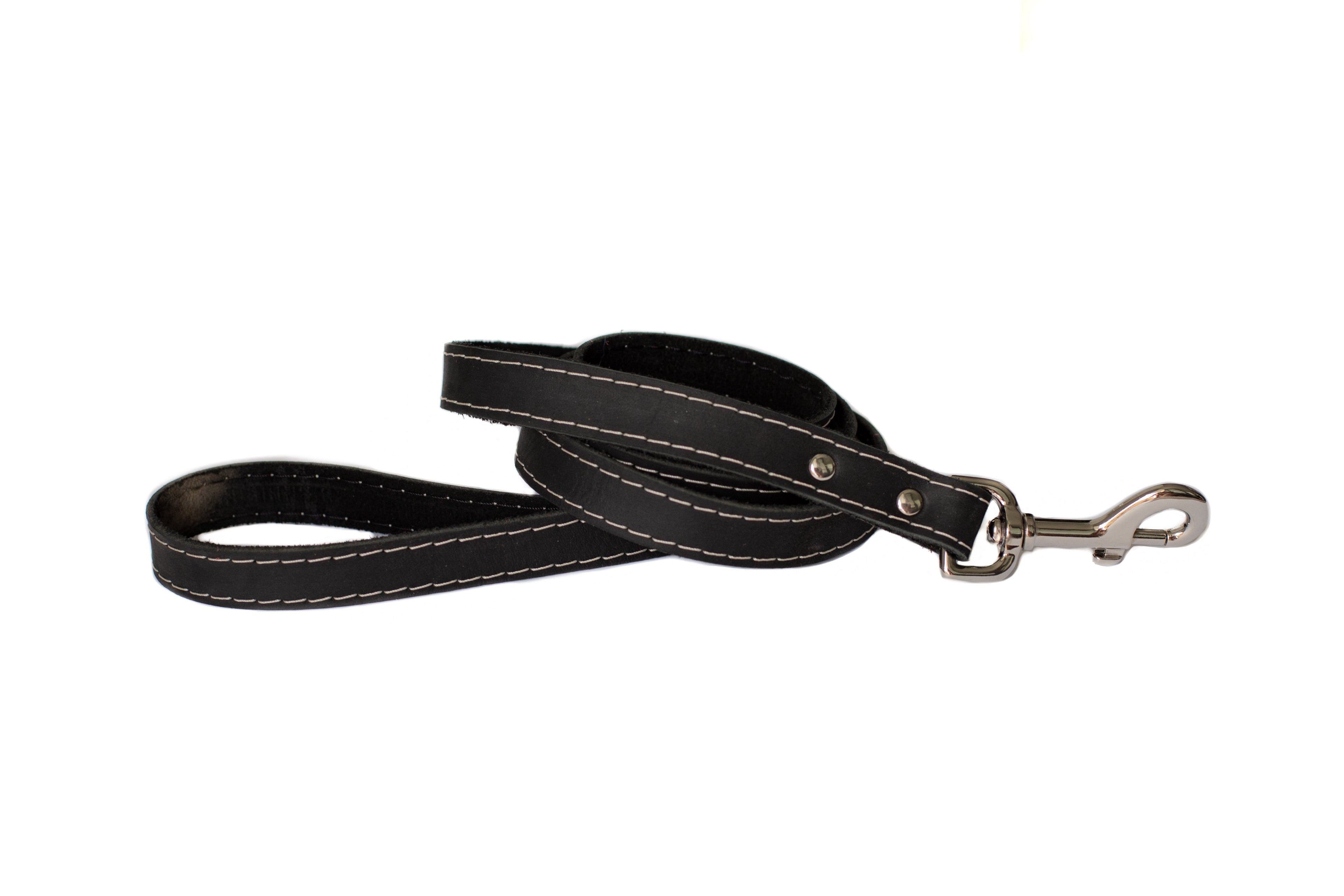 Pro Line Hunting Midnight Black Leather Leash by Euro-Dog Collars and Leads