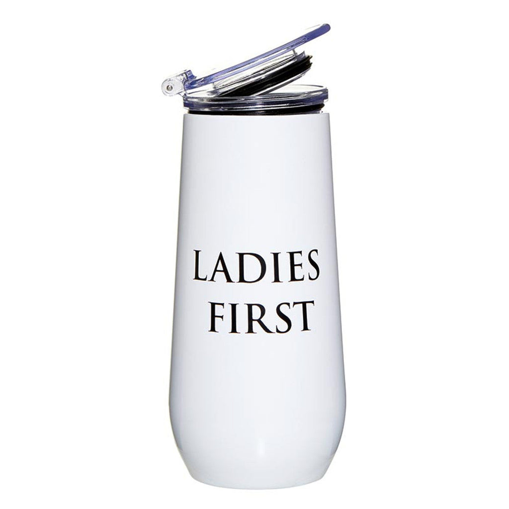 Ladies First Champagne Tumbler with Fliptop Lid | Stainless Steel Insulated Flute by The Bullish Store