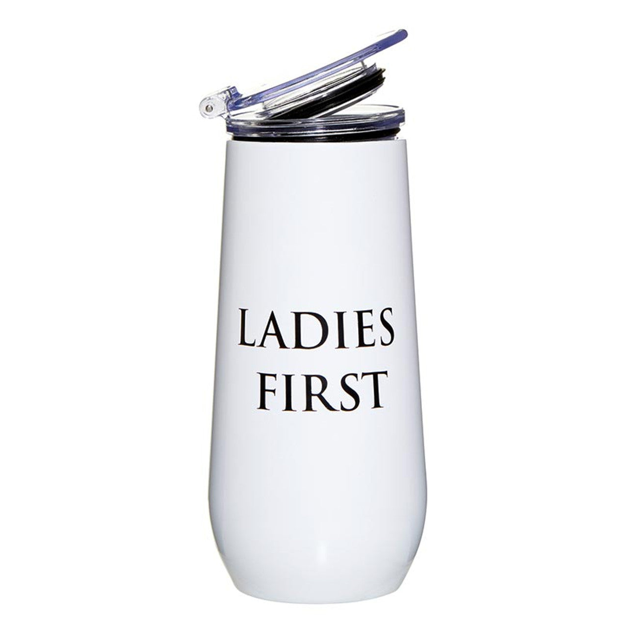 Ladies First Champagne Tumbler with Fliptop Lid | Stainless Steel Insulated Flute by The Bullish Store