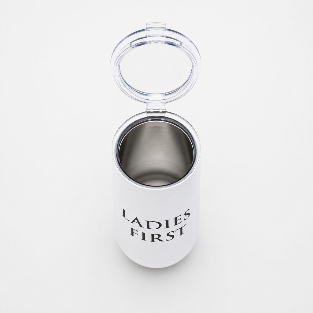 Ladies First Champagne Tumbler with Fliptop Lid | Stainless Steel Insulated Flute by The Bullish Store