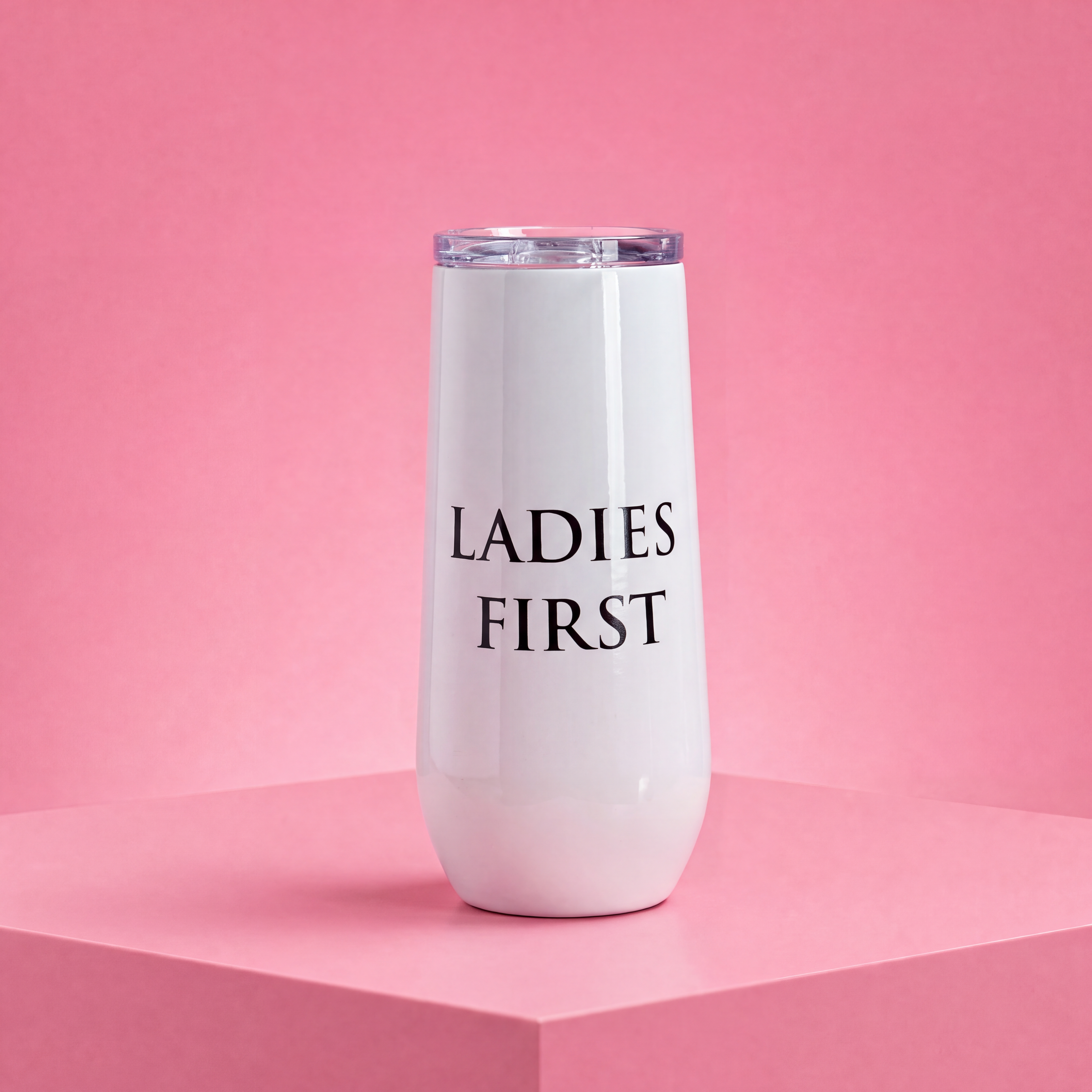 Ladies First Champagne Tumbler with Fliptop Lid | Stainless Steel Insulated Flute by The Bullish Store