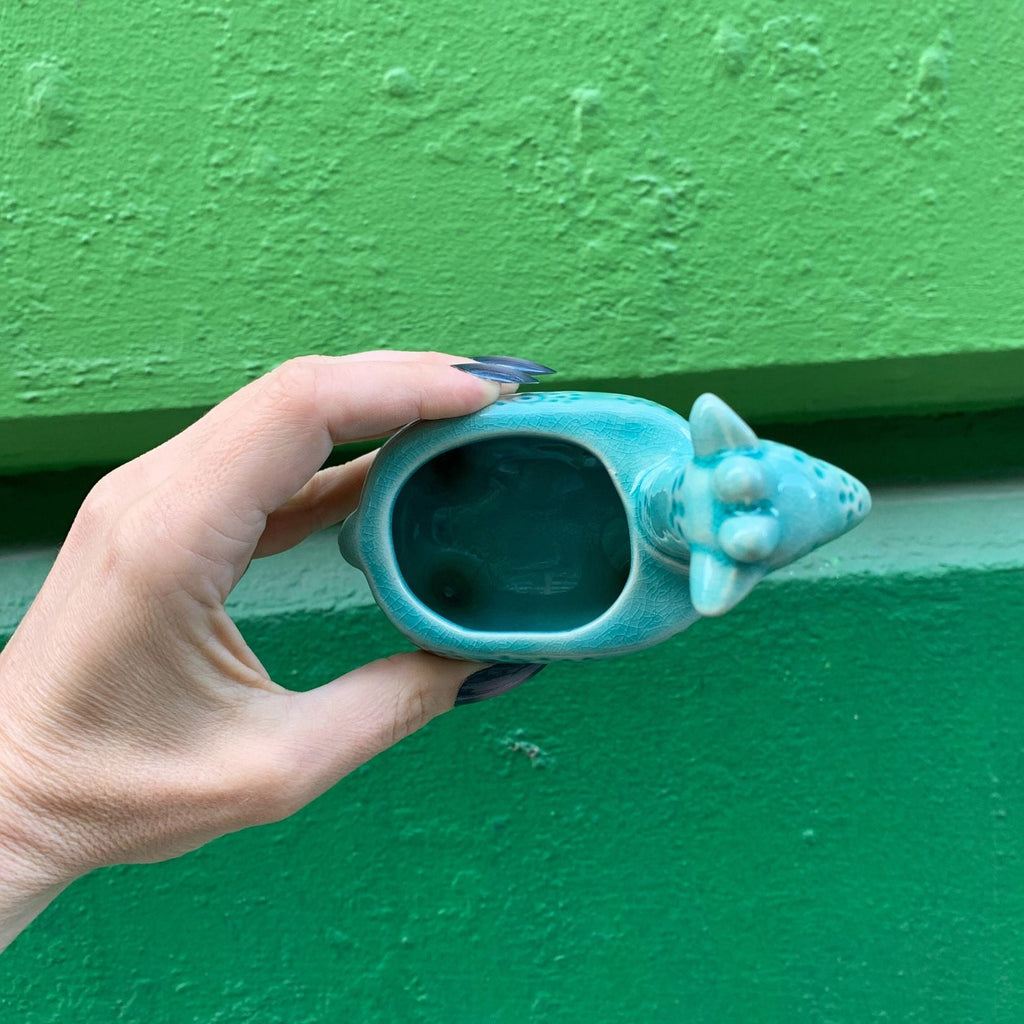 Lake Blue Giraffe Planter | Small Ceramic Succulents Pot | 6" Tall by The Bullish Store