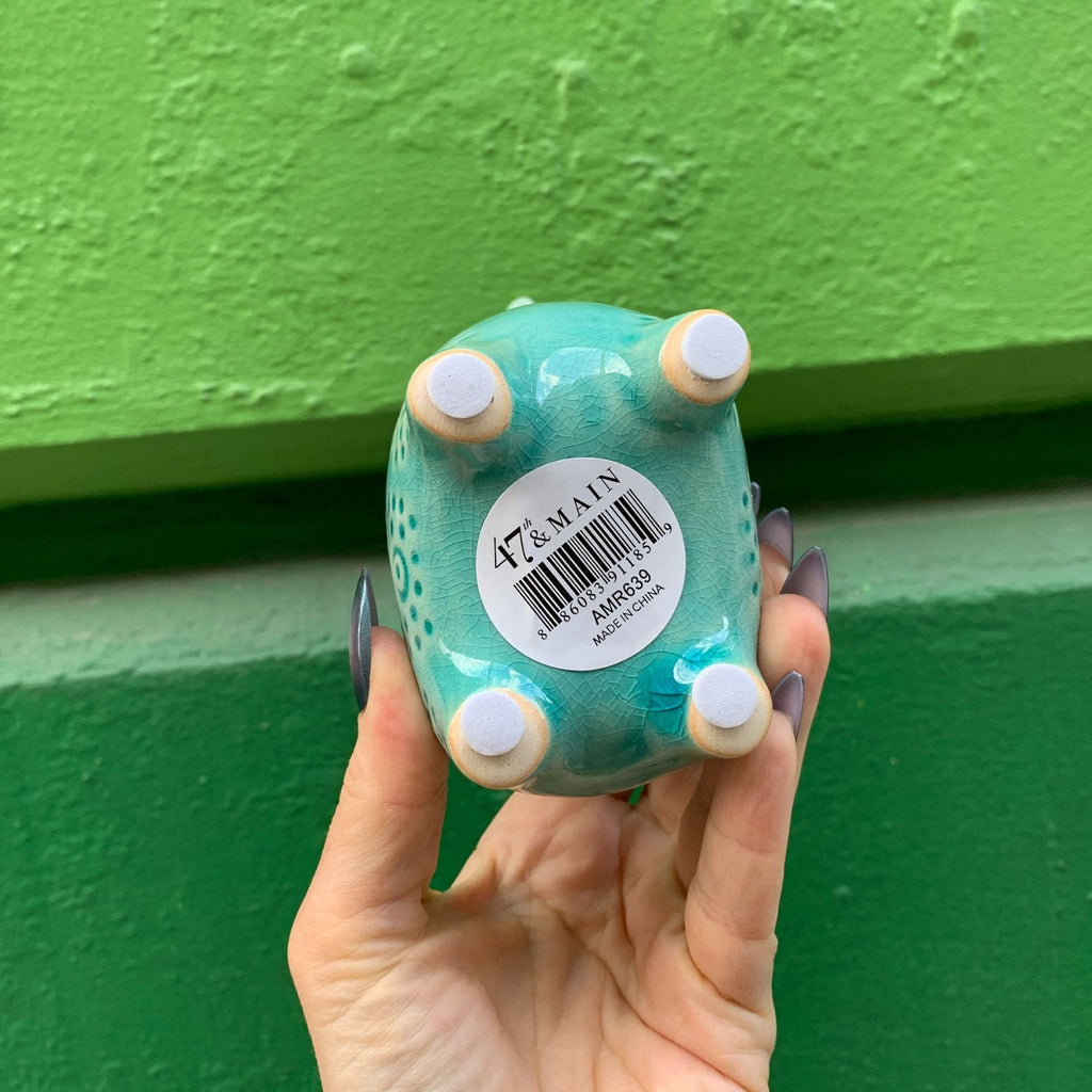 Lake Blue Giraffe Planter | Small Ceramic Succulents Pot | 6" Tall by The Bullish Store