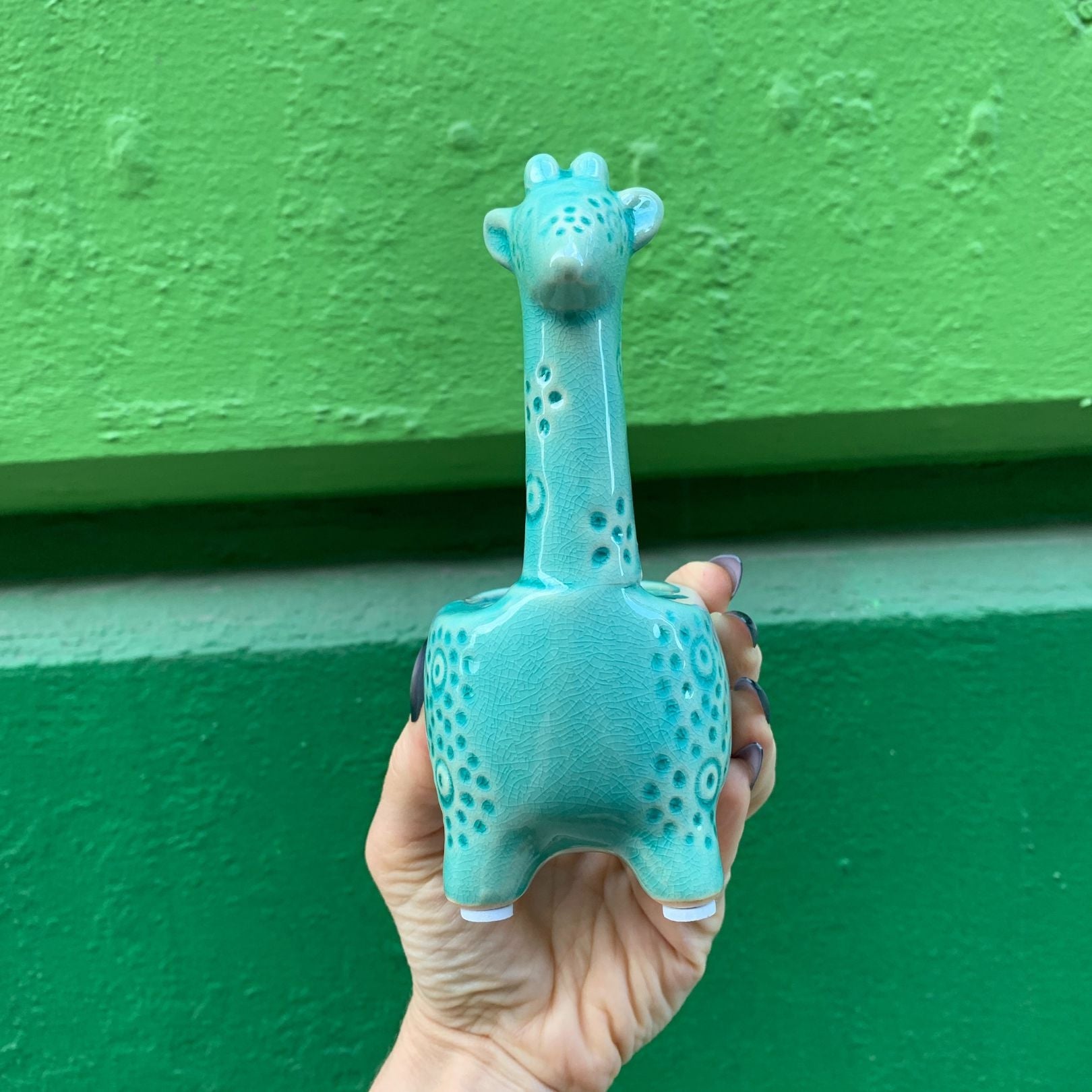 Lake Blue Giraffe Planter | Small Ceramic Succulents Pot | 6" Tall by The Bullish Store