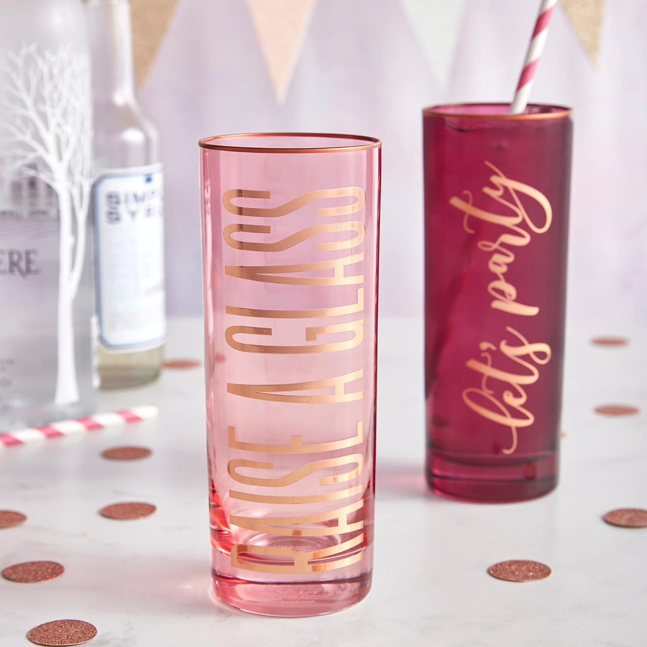 Let's Party Collins Cocktail Glass in Magenta | 17 oz. by The Bullish Store