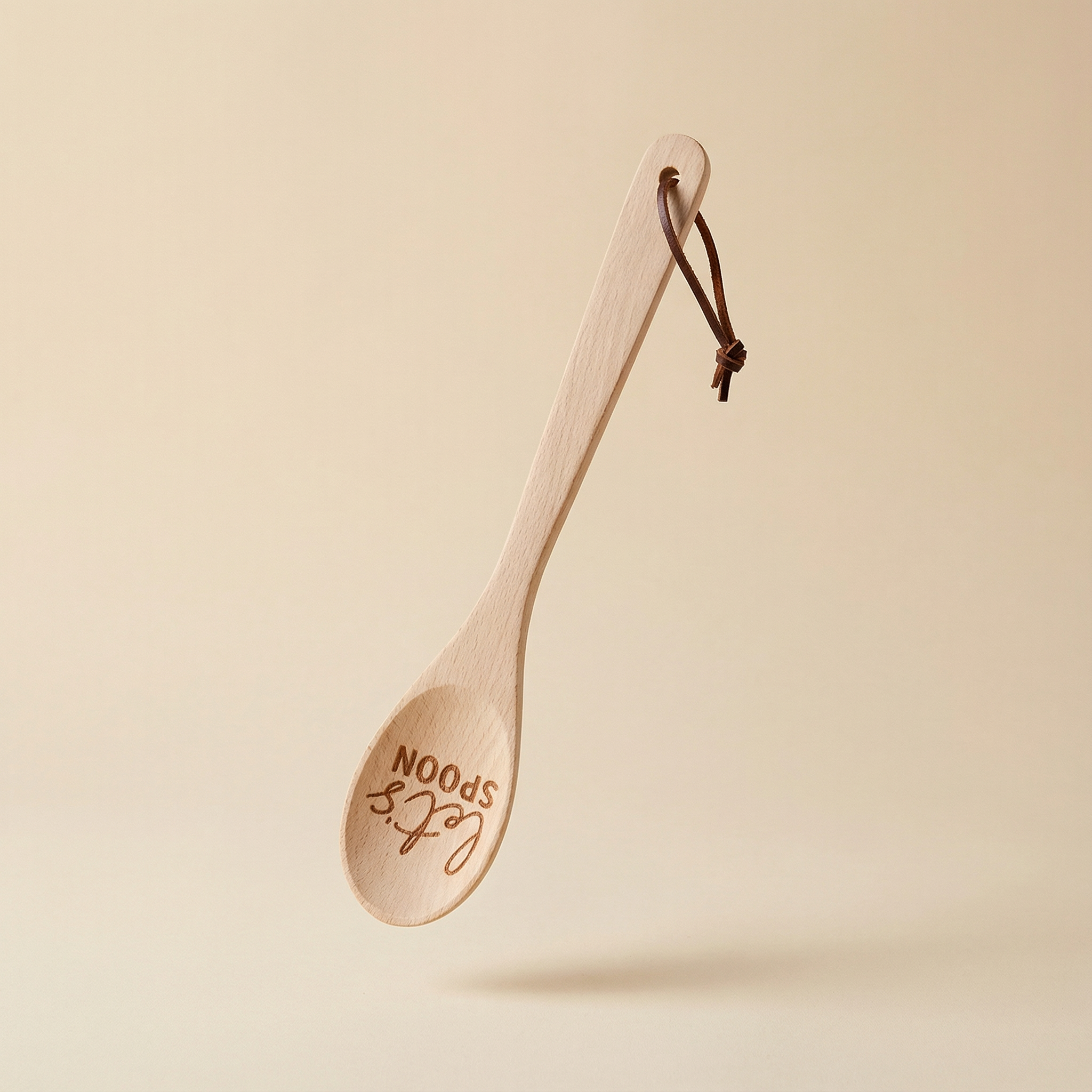 Let's Spoon Wooden Cooking Spoon | Beech Wood Kitchen Utensil in Canvas Gift Bag by The Bullish Store