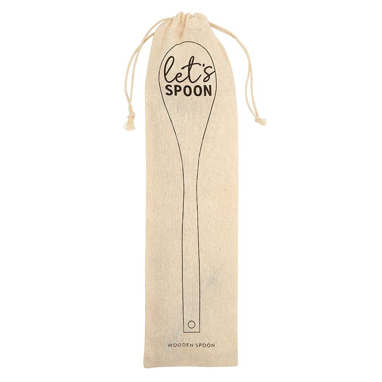 Let's Spoon Wooden Cooking Spoon | Beech Wood Kitchen Utensil in Canvas Gift Bag by The Bullish Store