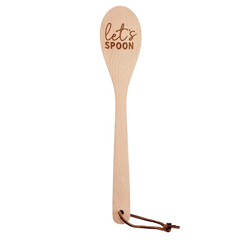 Let's Spoon Wooden Cooking Spoon | Beech Wood Kitchen Utensil in Canvas Gift Bag by The Bullish Store