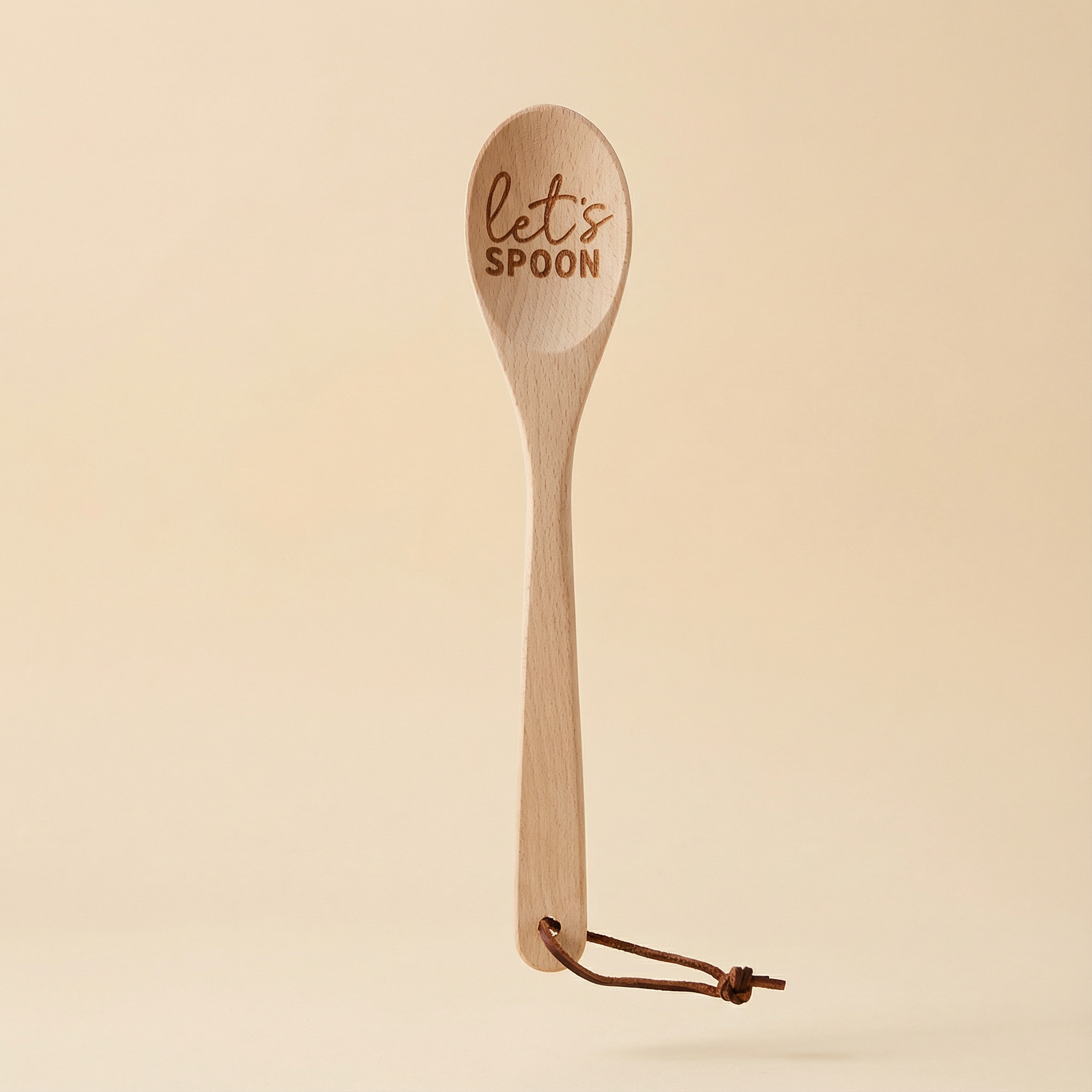 Let's Spoon Wooden Cooking Spoon | Beech Wood Kitchen Utensil in Canvas Gift Bag by The Bullish Store