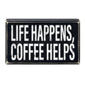 Life Happens, Coffee Helps Box Sign | Wooden Box Wall Tabletop Decor | 6" x 3.5" by The Bullish Store