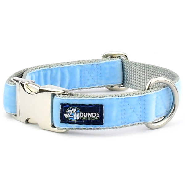 Light Blue Velvet Essential Dog Collar by 2 Hounds Design