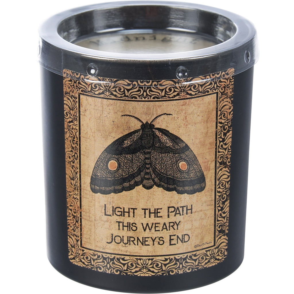 Light The Path Journey's End Jar Candle | Moth in Frosted Black Glass | 35hrs Burn Time by The Bullish Store