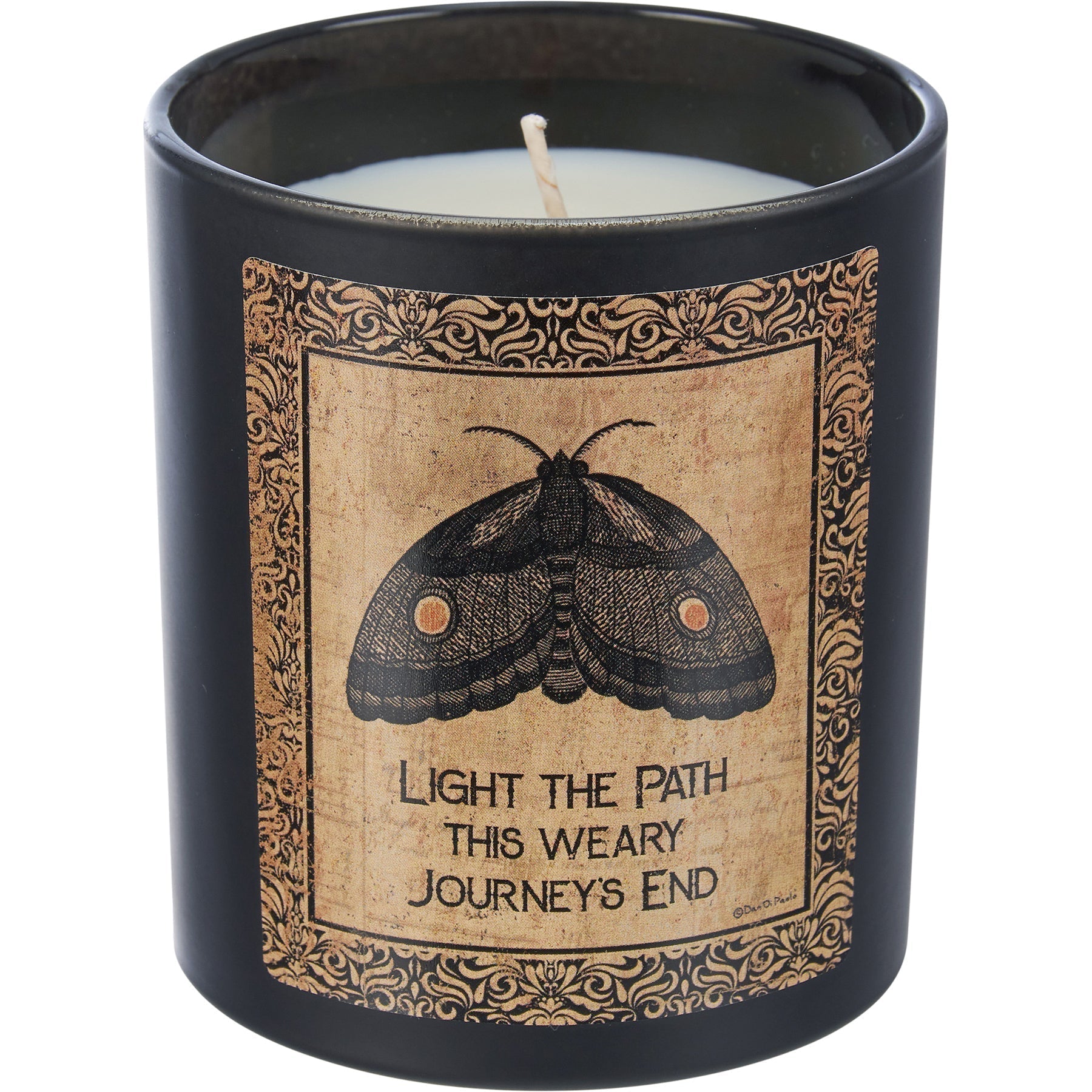 Light The Path Journey's End Jar Candle | Moth in Frosted Black Glass | 35hrs Burn Time by The Bullish Store