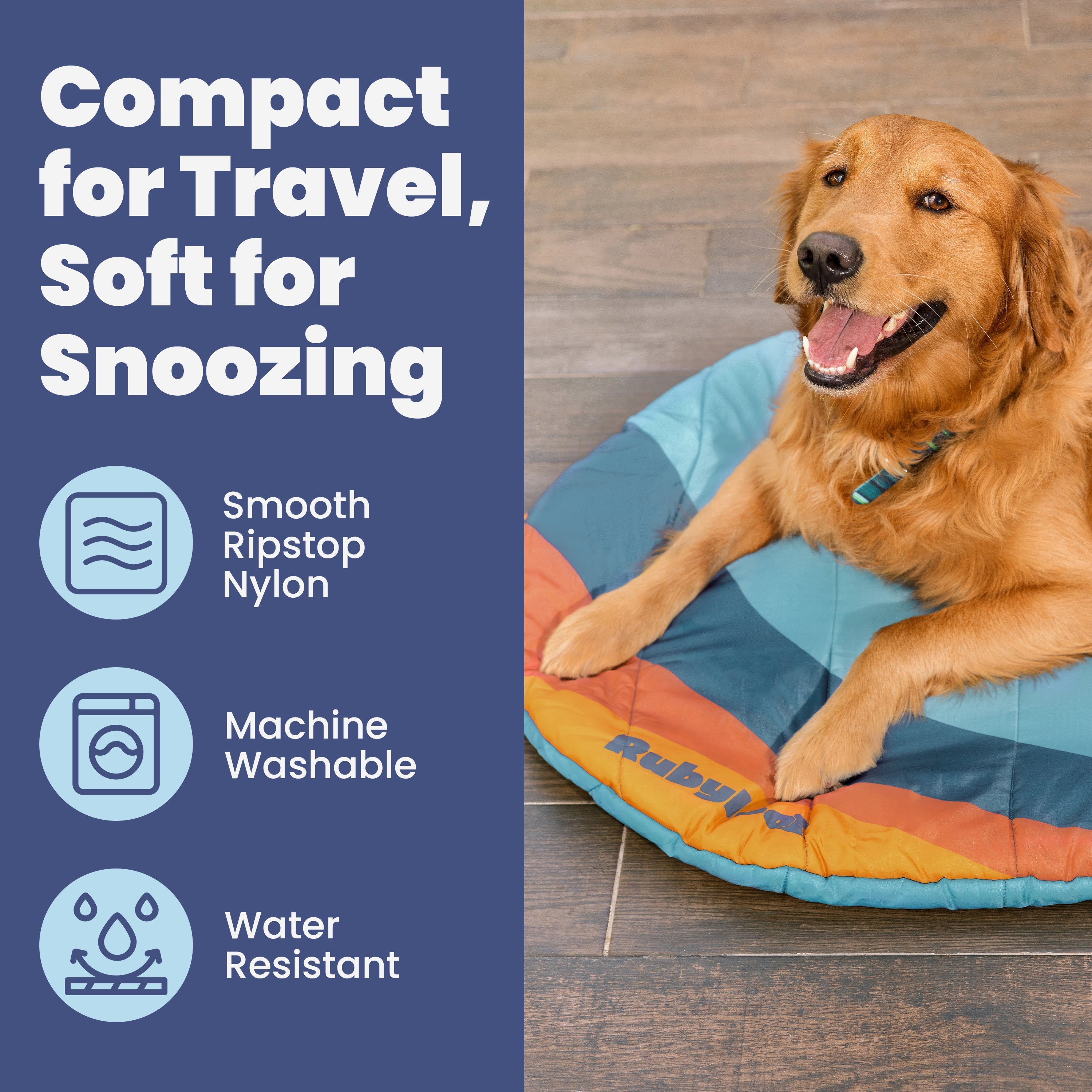 Travel Dog Bed - Foldable & Packable for Travel, Road Trip, Camping by Rubyloo