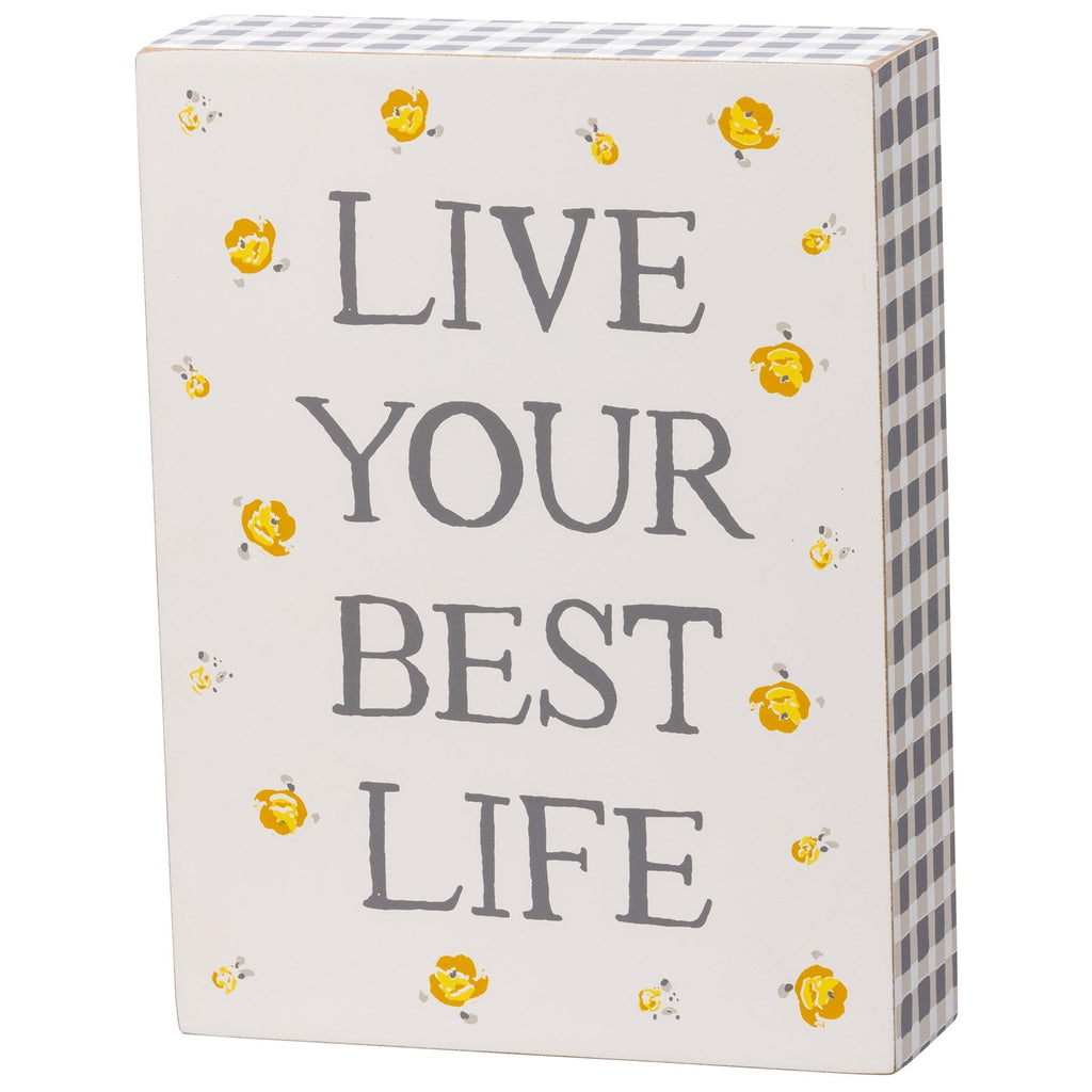 Live Your Best Life Watercolor Box Sign | Motivational Quote Wooden Sign Decor Display | 6" x 8" by The Bullish Store
