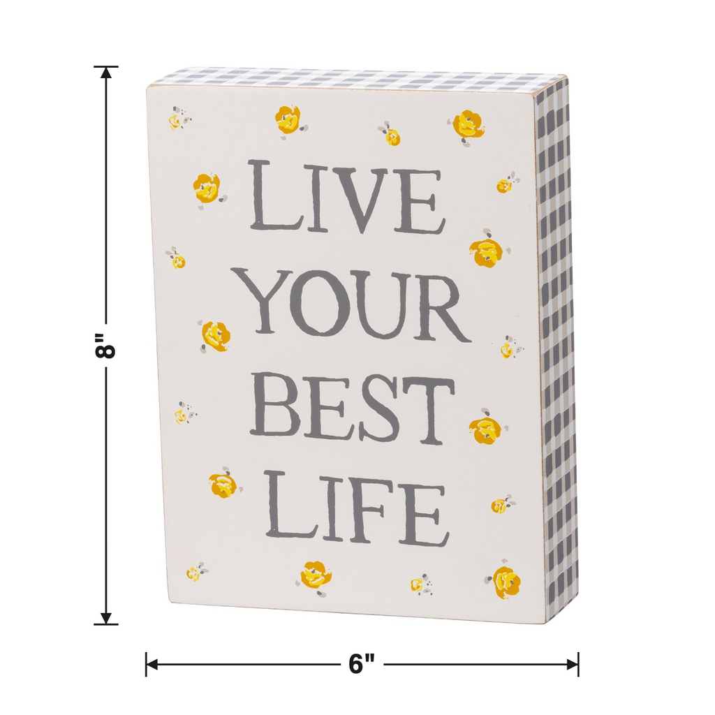 Live Your Best Life Watercolor Box Sign | Motivational Quote Wooden Sign Decor Display | 6" x 8" by The Bullish Store