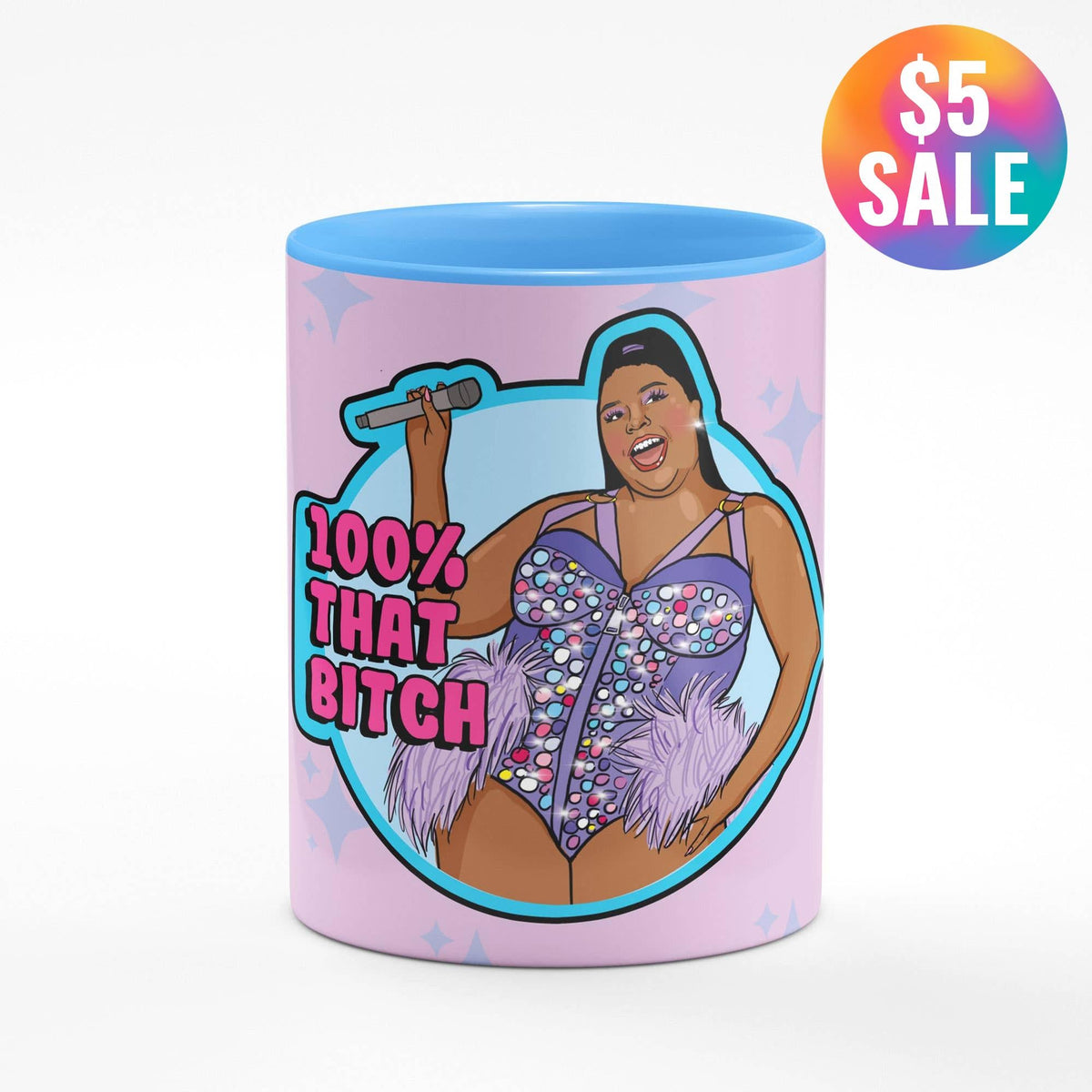 Lizzo Blue Mug | Ceramic Tea Coffee Cup | 11oz by The Bullish Store