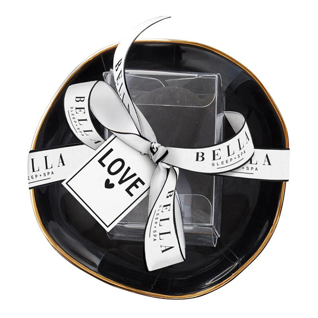 Love Black Ceramic Tray with Makeup Sponge Gift Set | Cosmetic Giftable Beauty Tools Set by The Bullish Store