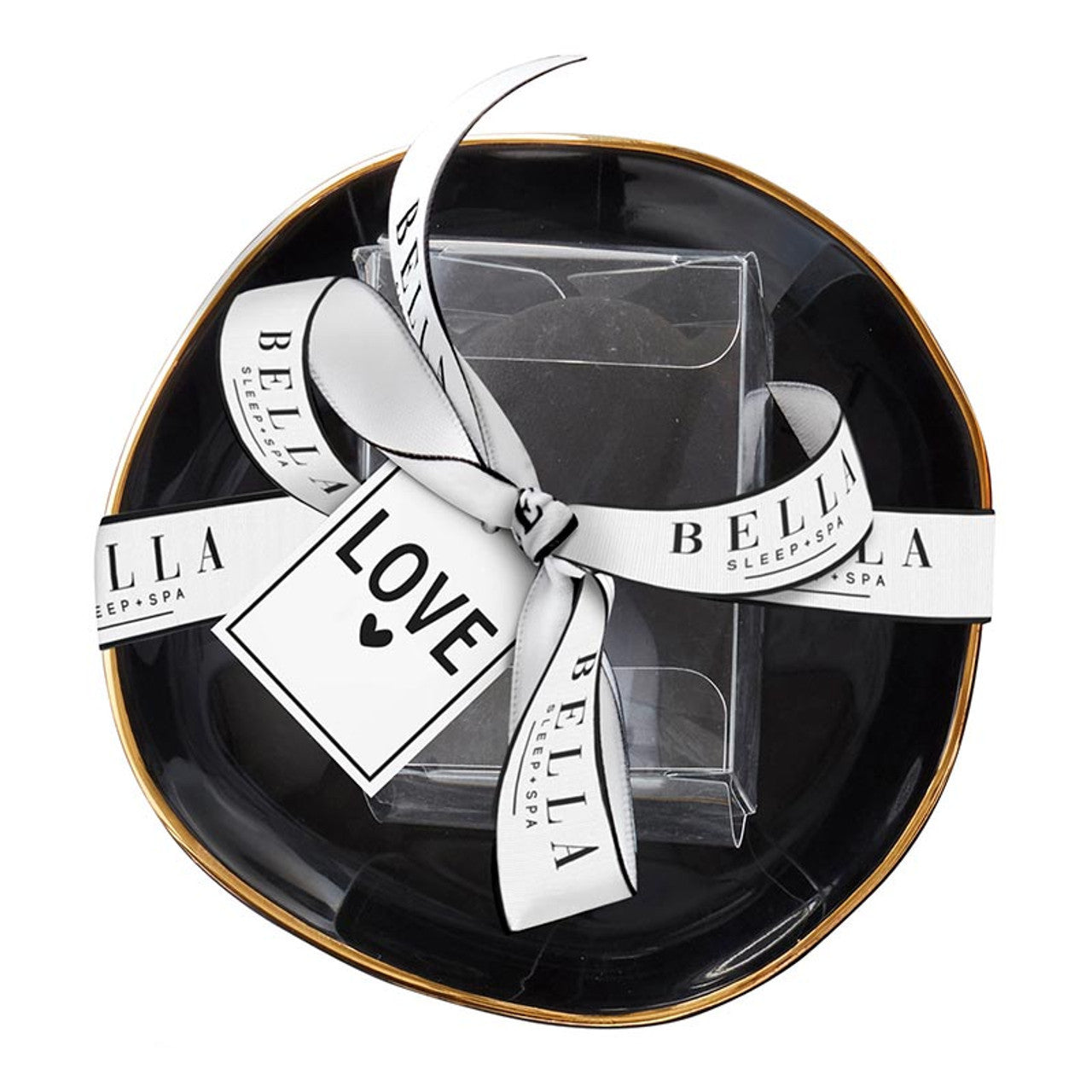 Love Black Ceramic Tray with Makeup Sponge Gift Set | Cosmetic Giftable Beauty Tools Set by The Bullish Store