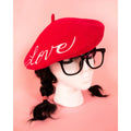 Love Embroidered Beret in Red by The Bullish Store