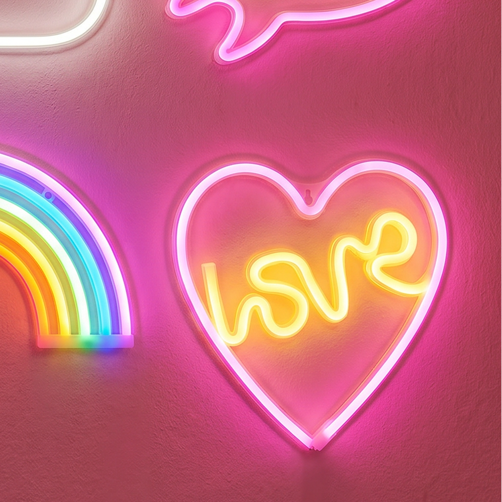 Love Neon LED Light | Heart Shaped Wall Art Sign by The Bullish Store