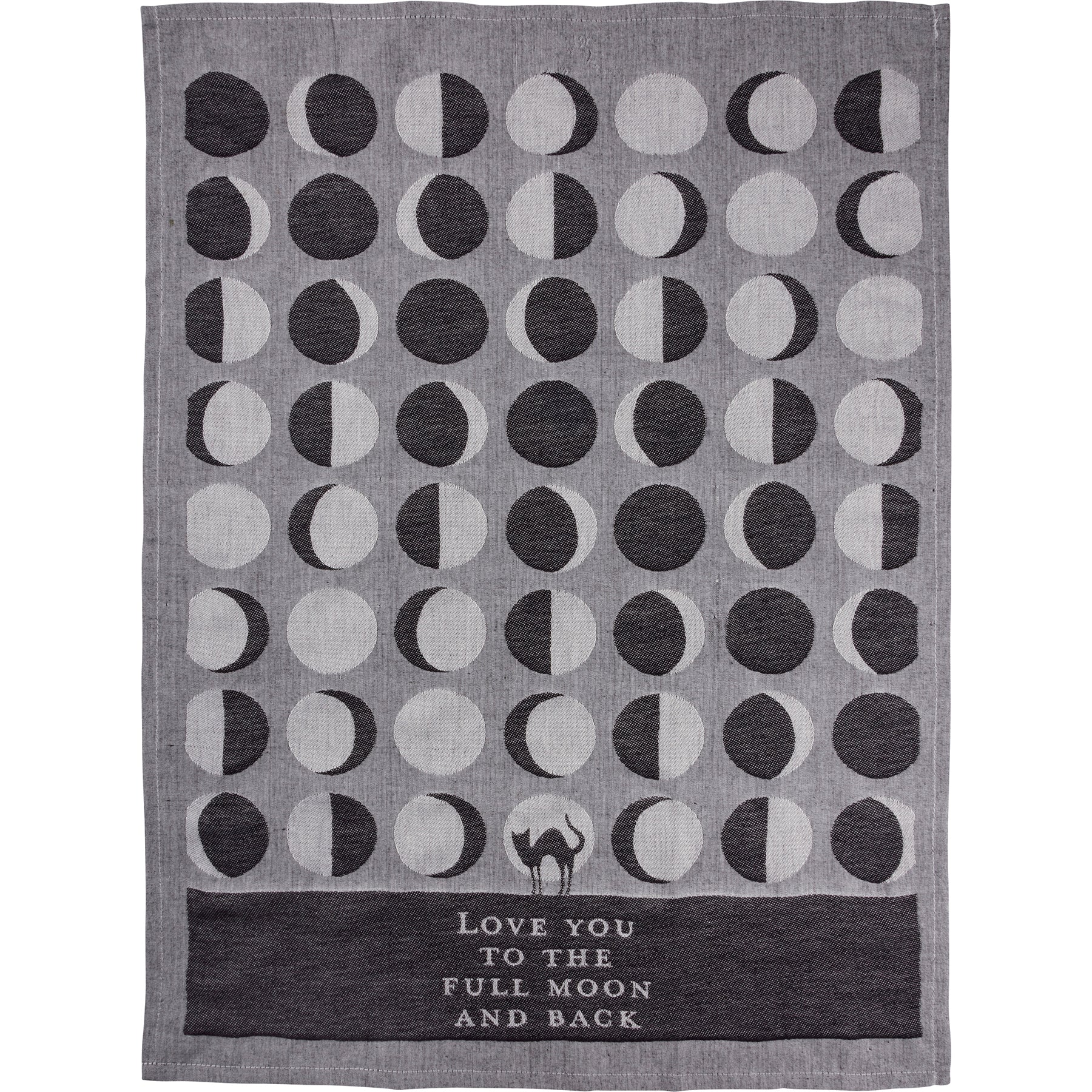 Love You To The Full Moon And Back Kitchen Towel | Gothic Black Cat Mystical Moon Phases | 20" x 28" by The Bullish Store