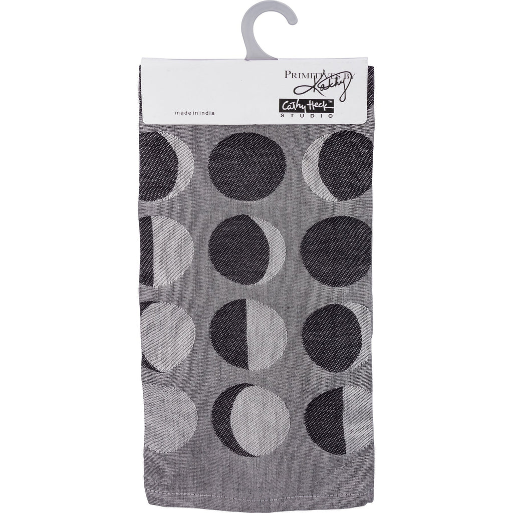 Love You To The Full Moon And Back Kitchen Towel | Gothic Black Cat Mystical Moon Phases | 20" x 28" by The Bullish Store