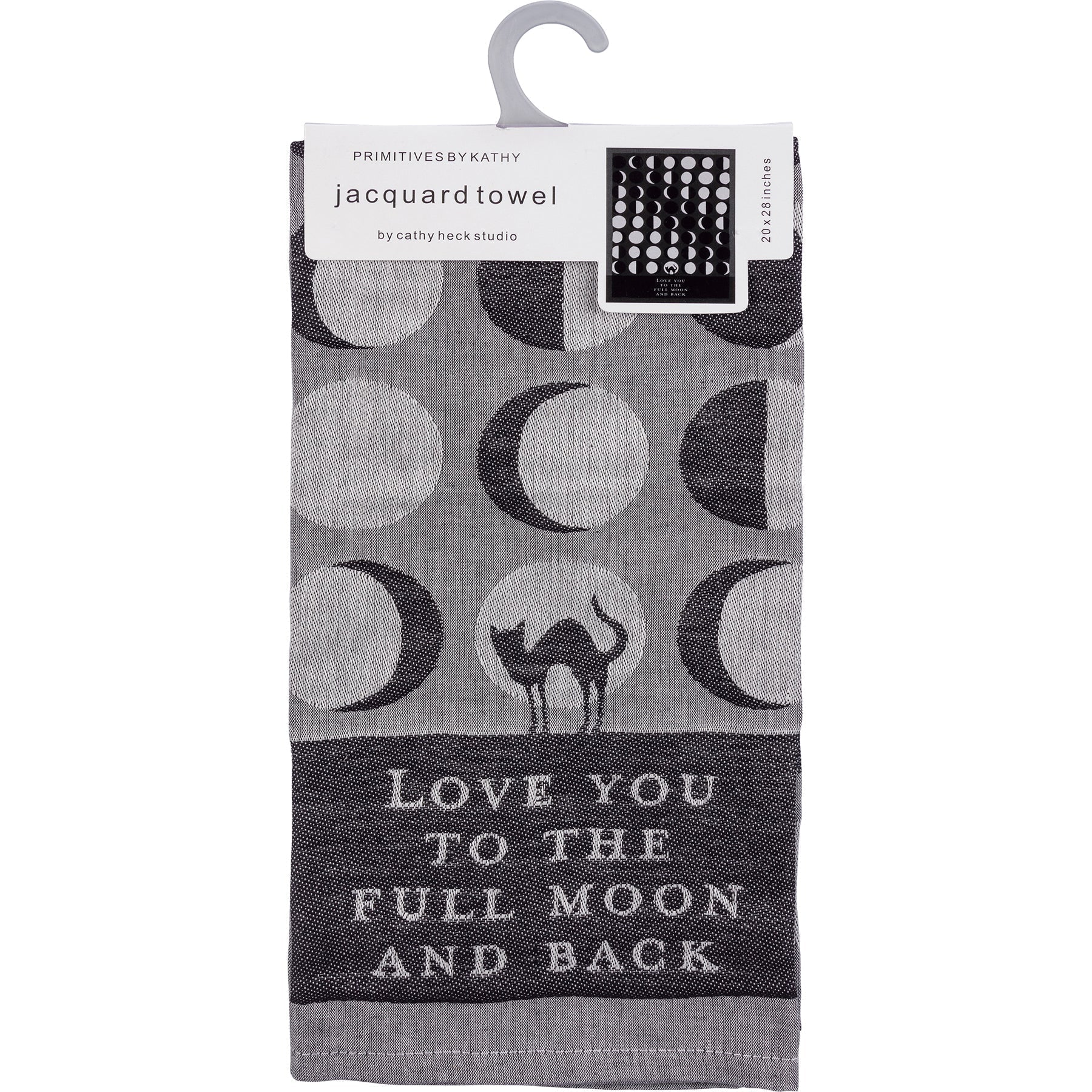 Love You To The Full Moon And Back Kitchen Towel | Gothic Black Cat Mystical Moon Phases | 20" x 28" by The Bullish Store