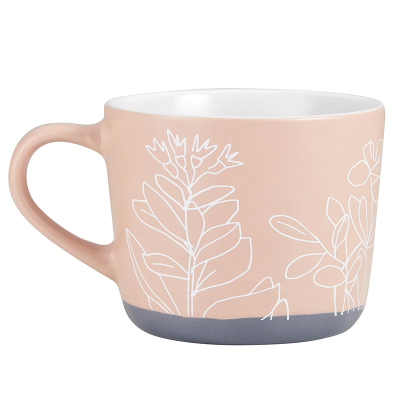 Loved Stoneware Hand Painted Cozy Mug in Peach | Coffee Tea Floral Design Cup | 15oz by The Bullish Store