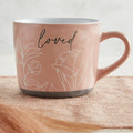 Loved Stoneware Hand Painted Cozy Mug in Peach | Coffee Tea Floral Design Cup | 15oz by The Bullish Store