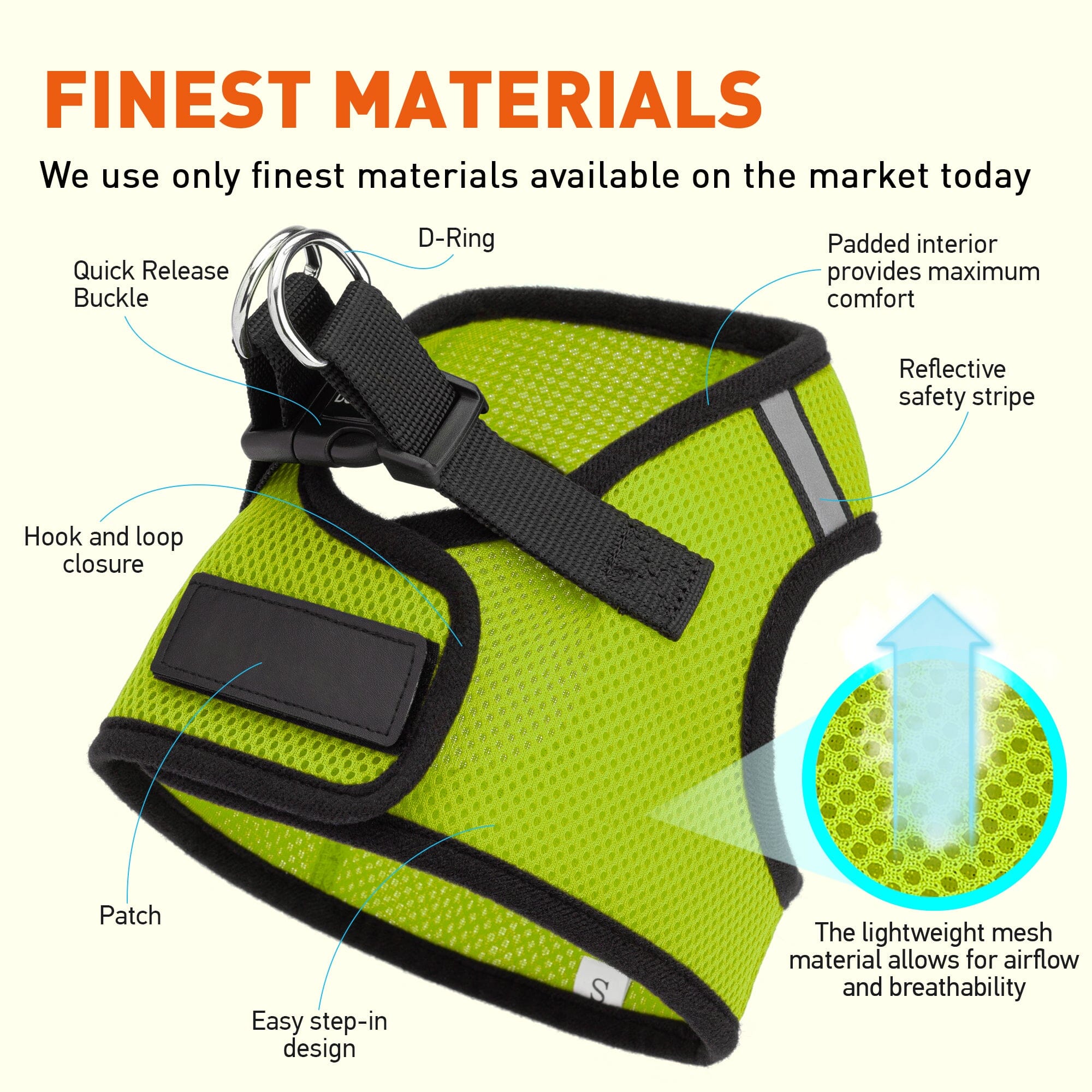 Boston Mesh Dog Harness + Built-in Hook & Loop Fastener by Dogline