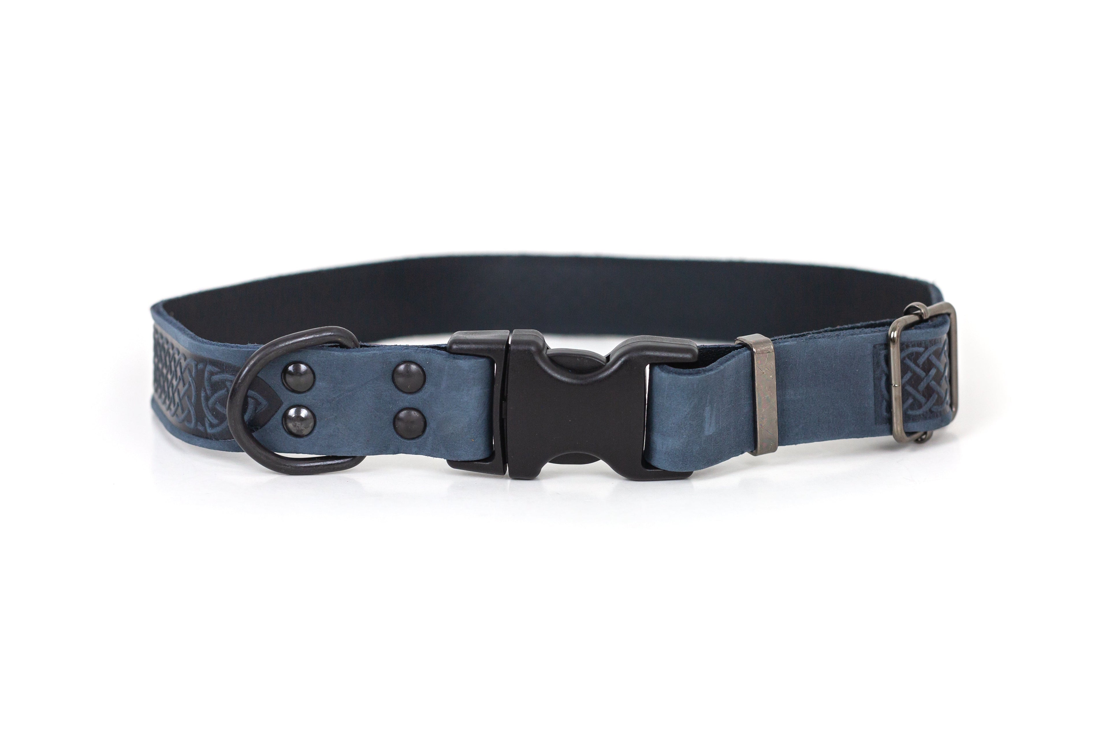 Celtic Sport Blue Jeans Leather Dog Collar by Euro-Dog Collars and Leads