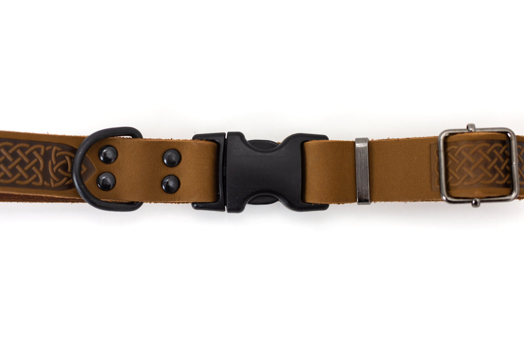 Celtic Sport Earth Brown Leather Dog Collar by Euro-Dog Collars and Leads