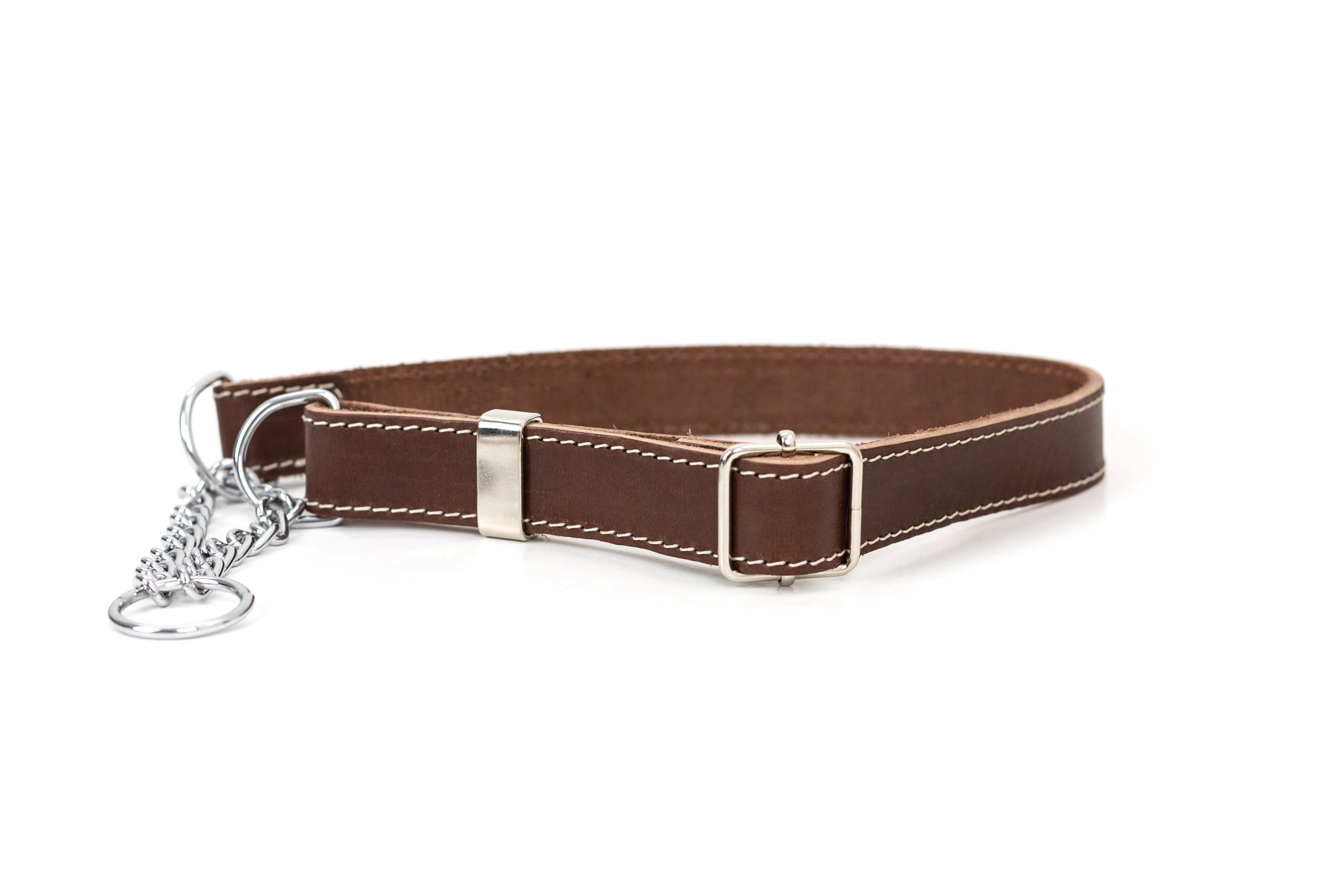 Martingale Chocolate Leather Dog Collar by Euro-Dog Collars and Leads