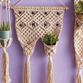 Macrame Two Pocket Plant Holder | Hanging Wall Flower Plant Hanger | 31" x 17" by The Bullish Store