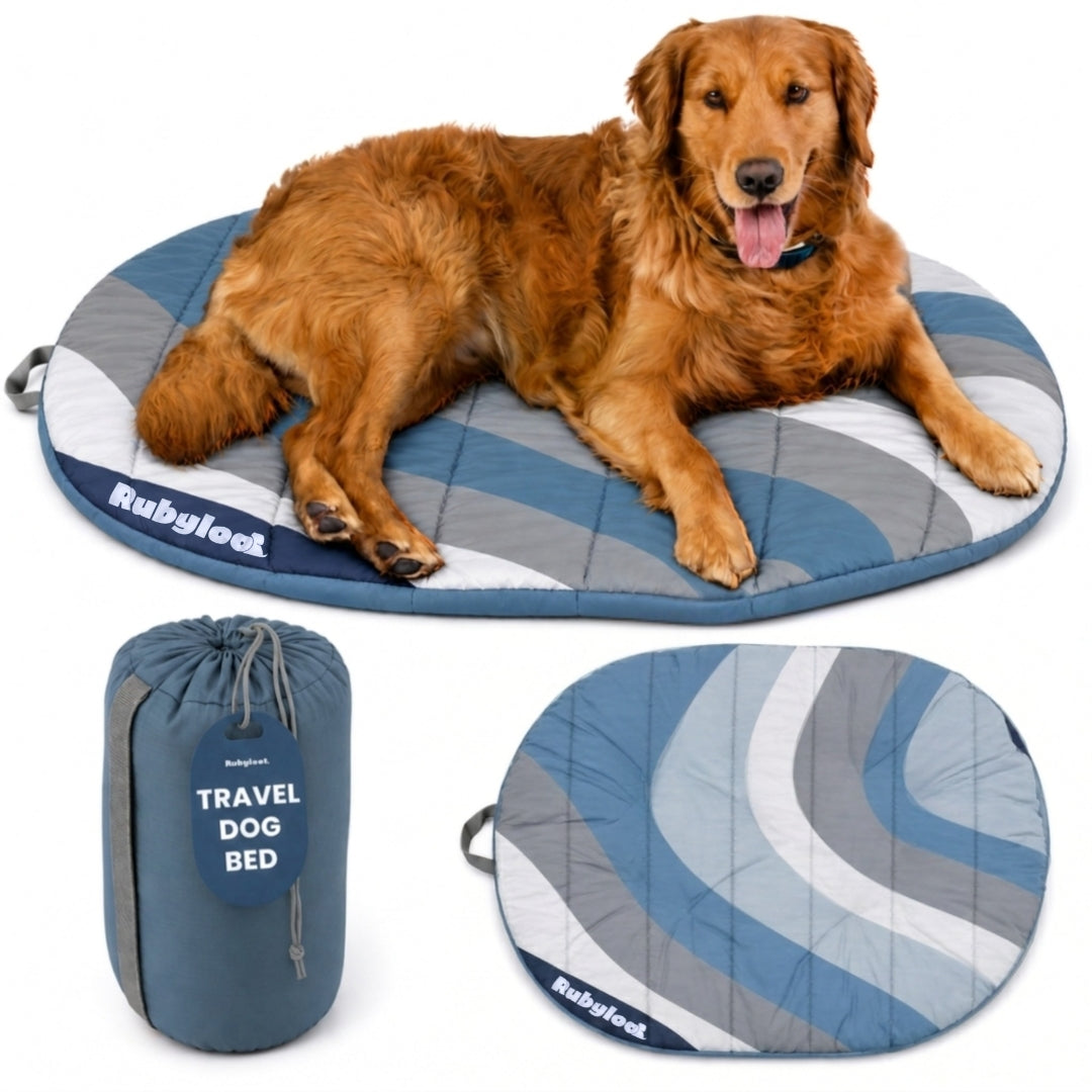 Travel Dog Bed - Foldable & Packable for Travel, Road Trip, Camping by Rubyloo