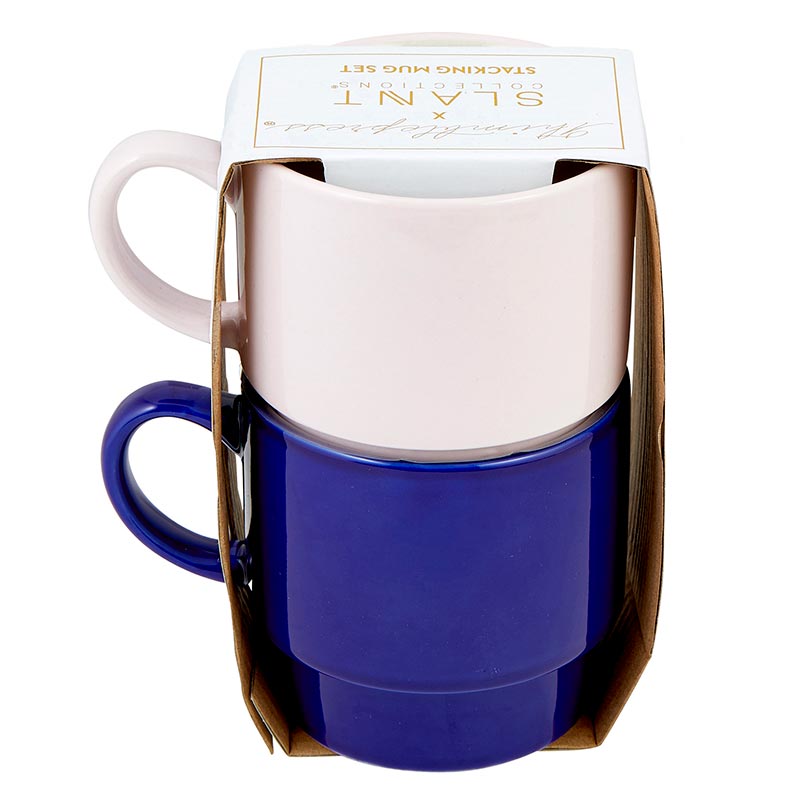 Make A Wish Birthday Stackable Ceramic Coffee/Tea Mugs | Set of 2 | Gift for Her by The Bullish Store