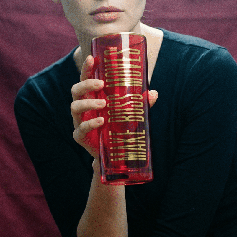 Make Boss Moves Collins Glass in Coral and Gold by The Bullish Store
