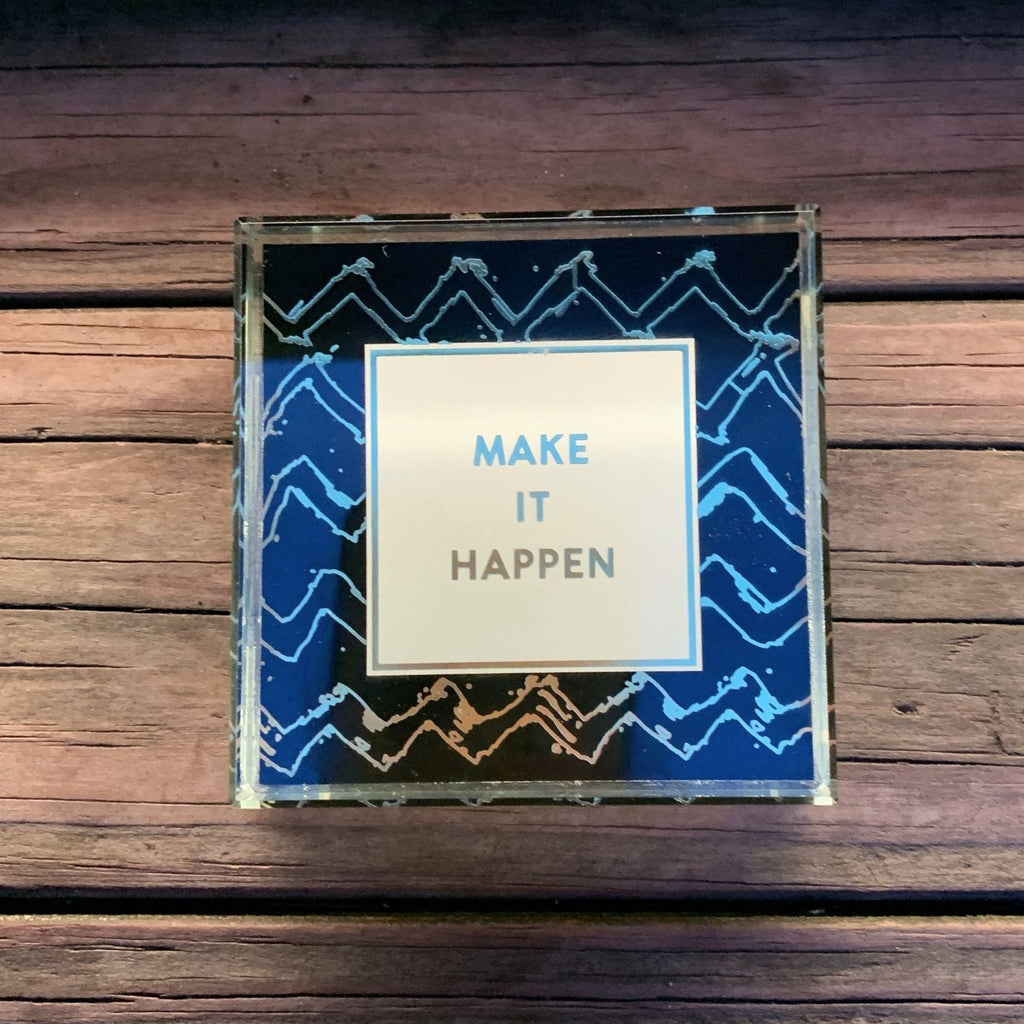 Make It Happen 3"x3" Paperweight in Black by The Bullish Store