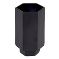 Matte Black Glass Hurricane Vase | Small Hexagonal Flower Vase | 3.5" x 6.5" by The Bullish Store