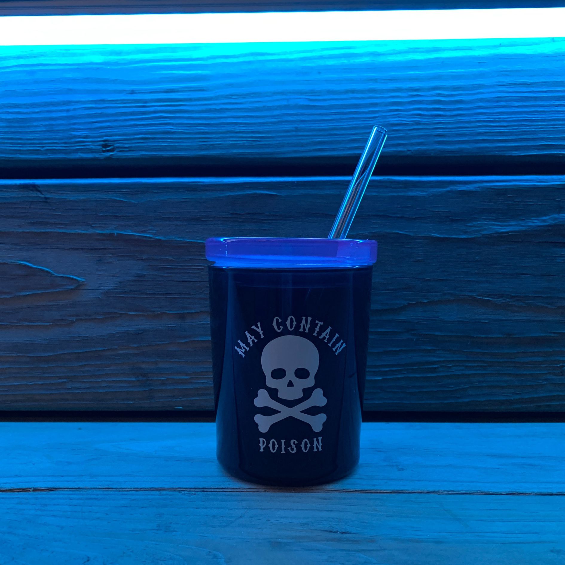 May Contain Poison Glass Double Old Fashioned with Lid and Straw | Halloween Spooky Tumbler by The Bullish Store