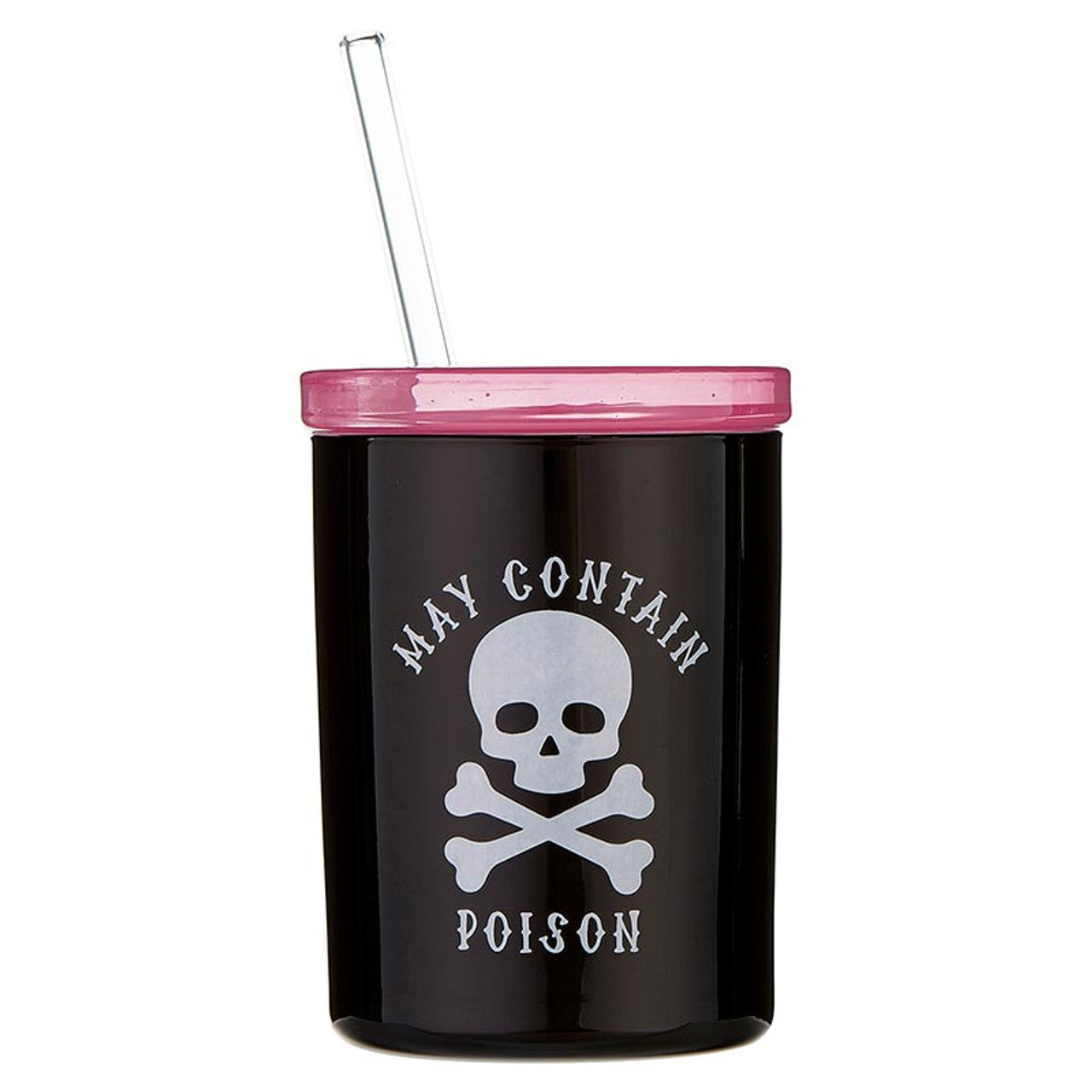 May Contain Poison Glass Double Old Fashioned with Lid and Straw | Halloween Spooky Tumbler by The Bullish Store