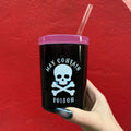 May Contain Poison Glass Double Old Fashioned with Lid and Straw | Halloween Spooky Tumbler by The Bullish Store